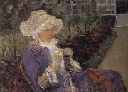 Mary Cassatt Mary is sewing in the garden Germany oil painting artist